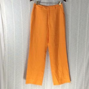 Lauren Ralph Lauren Orange Linen Pants Women's Size 4 Wide Leg Trouser